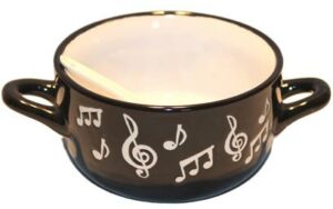 Soeptas met lepel: music notes (wit)