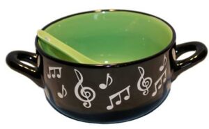 Soeptas met lepel: music notes (groen)