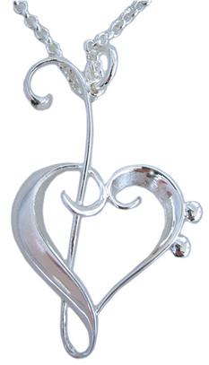 Hanger - Heart Clefs Silver Plated
