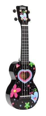 Mahalo Art Series Soprano Ukulele - Heart (Black)