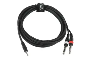 GEWA Y-Kabel Basic Line - 1x 3,5 mm stereo jack - 2x 6,3 mm mono jack - 3m